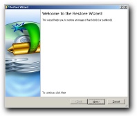 Restore Wizard starting window