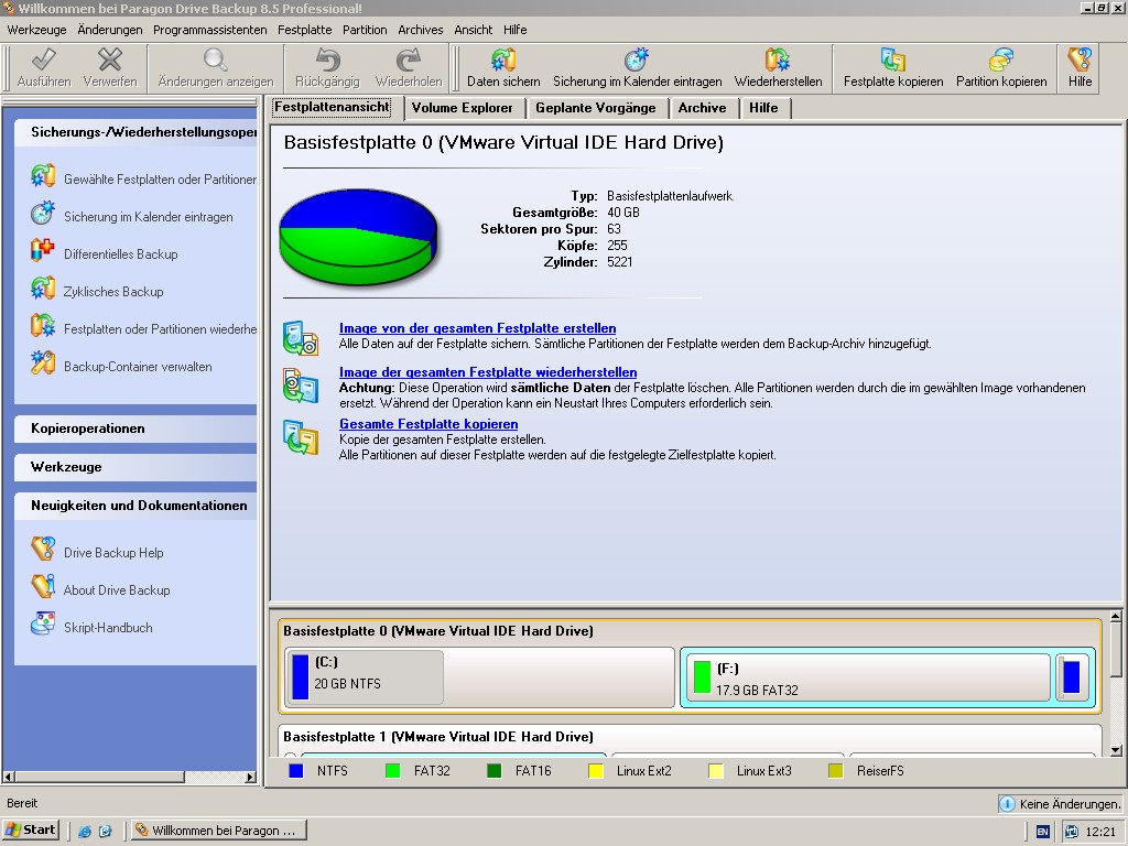 Screenshot für Paragon Drive Backup Professional