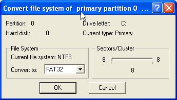 Convert your hard drive partitions with Partition Manager.