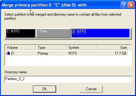 Merge two adjacent hard disk partitions.
