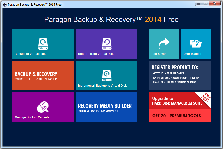 Paragon Backup & Recovery Free 2014 screenshot