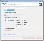 Backup software screenshots