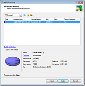 Backup software screenshots