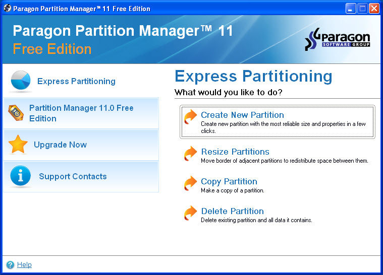Windows 8 Paragon Partition Manager Free Edition full