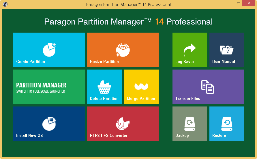 Windows 8 Paragon Partition Manager Professional full