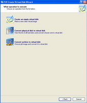 P2V Creation VD - Select  an operation