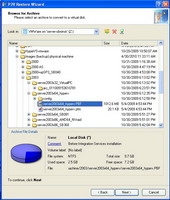 P2V Restore - Select  an archive for conversion to a virtual disk